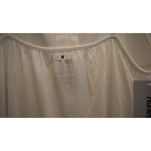 Hurley HC0084 Women Sz L Cream Solid Button Front Tiered Midi Cover Up Dress $50 - Picture 5 of 9